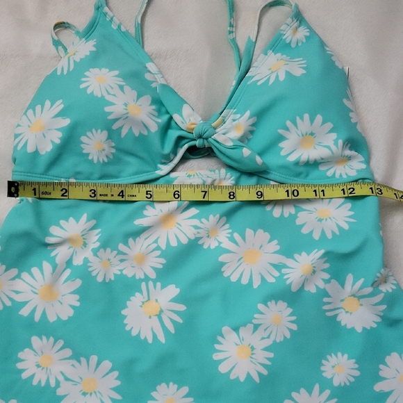 Arizona Jean Company Teal Floral Swim Top Size L - Picture 7 of 7